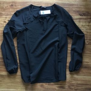 BCBG Maxazria Black Ling Sleeve Blouse